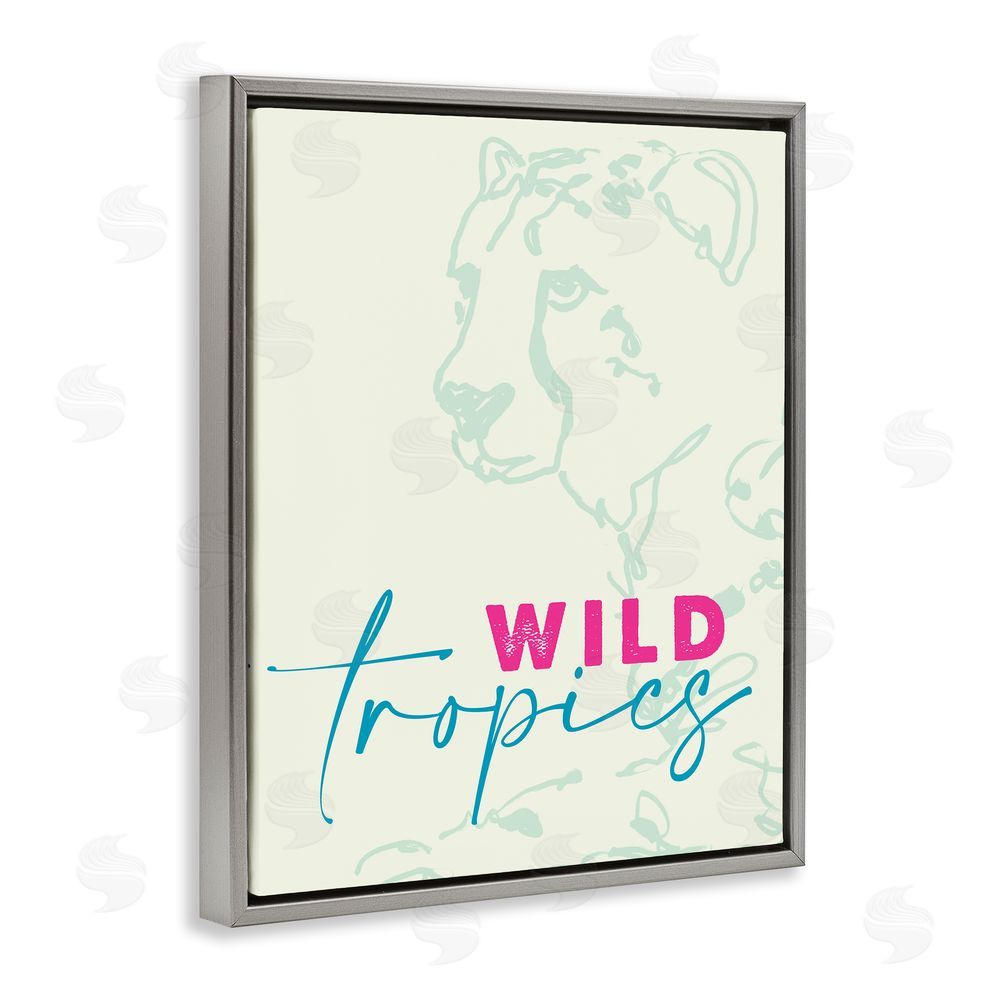 Lanie Loreth Wild Tropics Cheetah Gray Floating Frame Canvas Wall Art Print