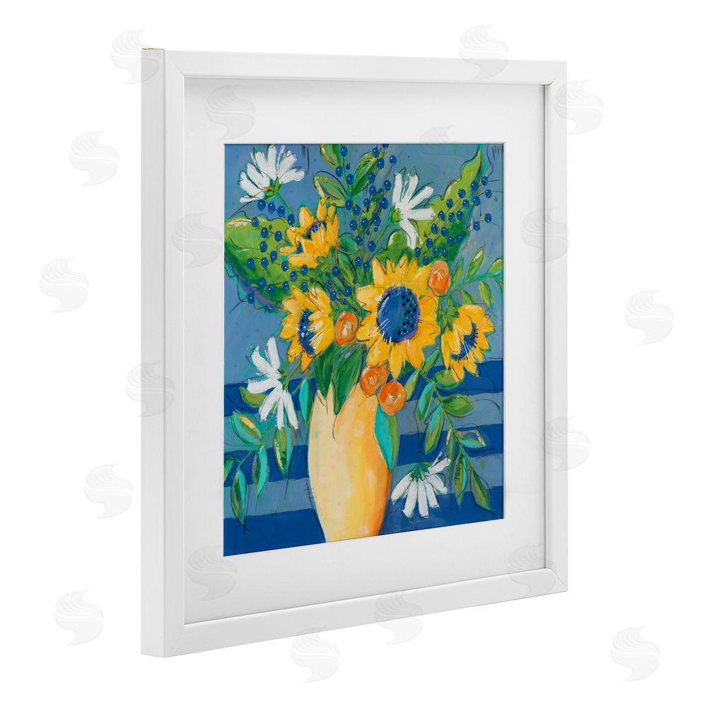 Sundance Graphics Floral Bursts Among The Blue White Framed Print Under Glass Wall Art