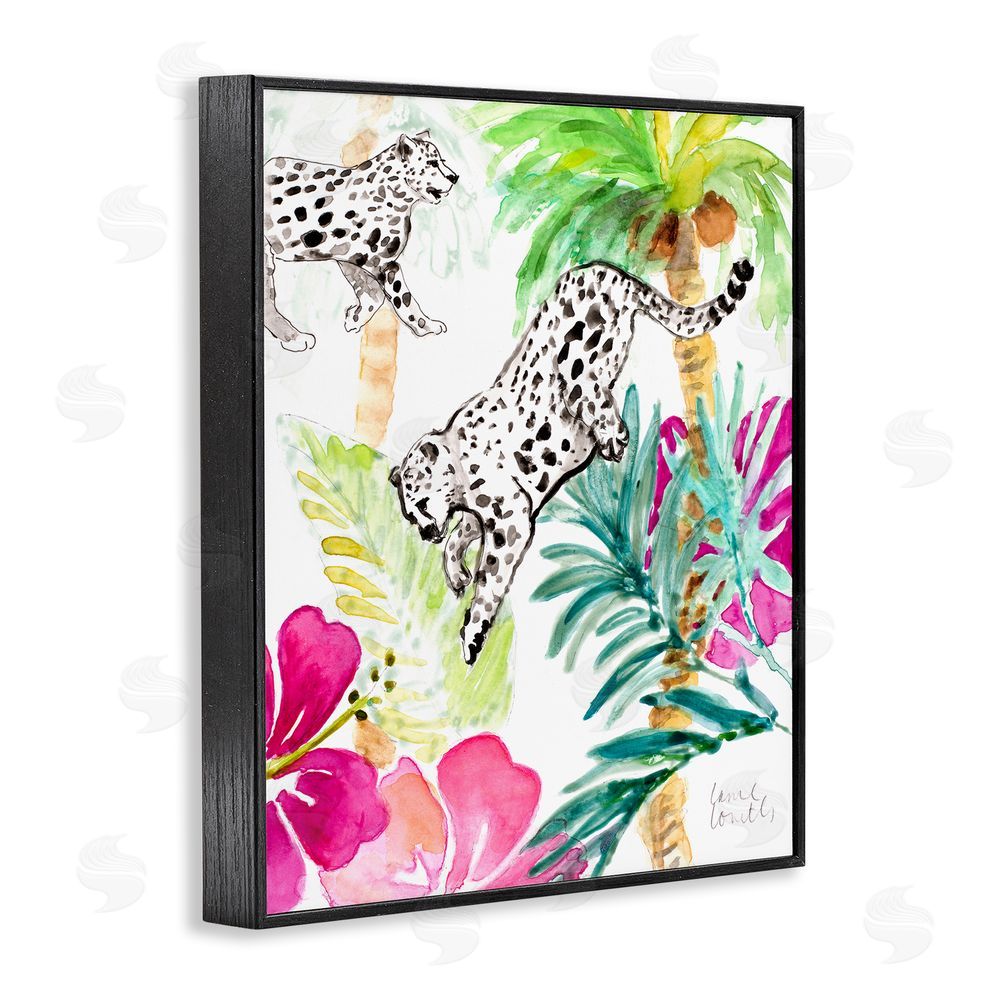 Sundance Graphics Tropical Island Cheetahs Black Framed Giclee Wall Art Print