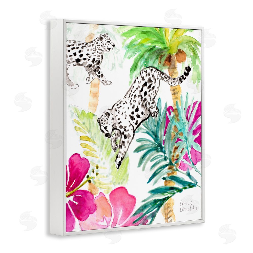 Sundance Graphics Tropical Island Cheetahs White Framed Giclee Wall Art Print