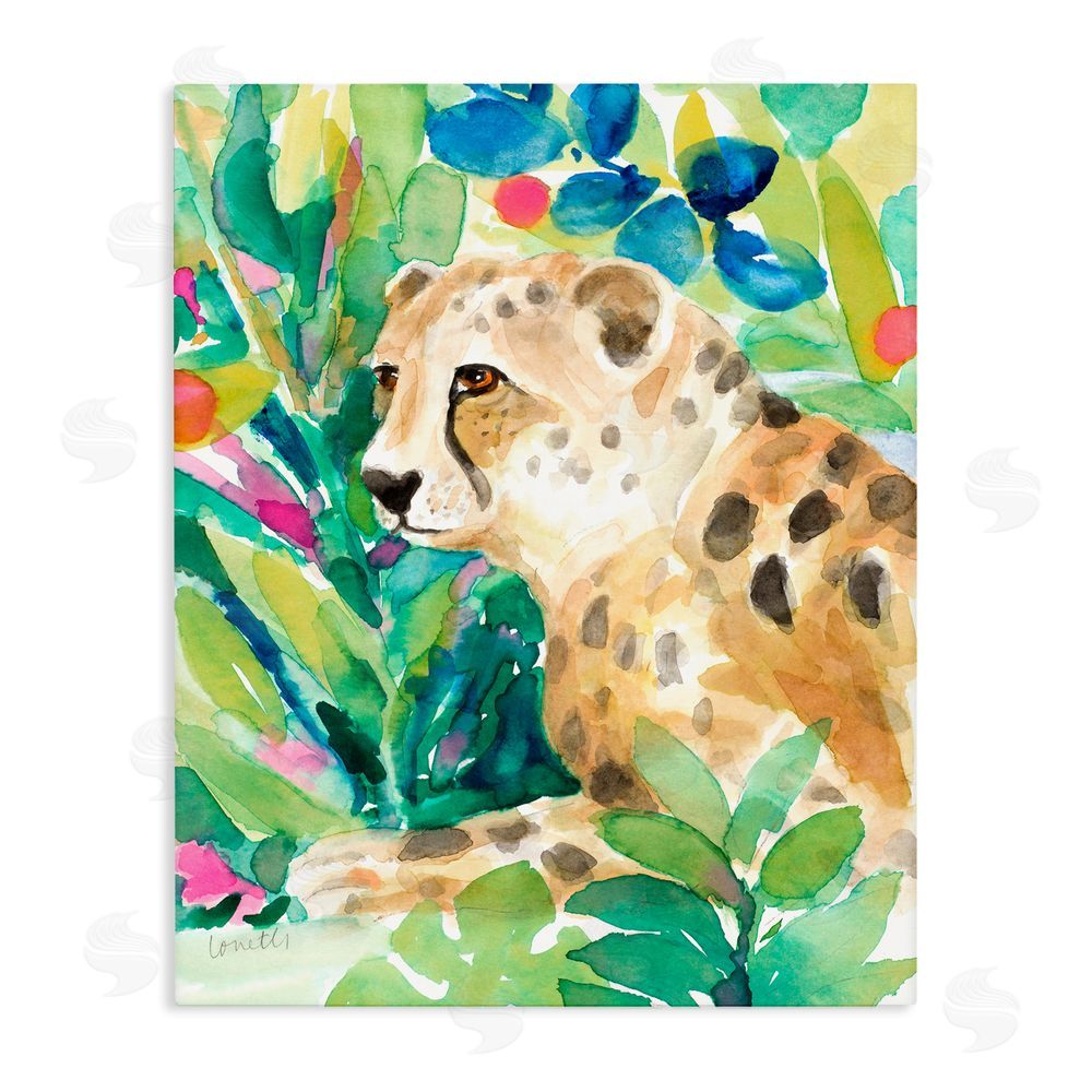 Lanie Loreth Vibrant Chillin' Cheetah Stretched Canvas Wall Art Print