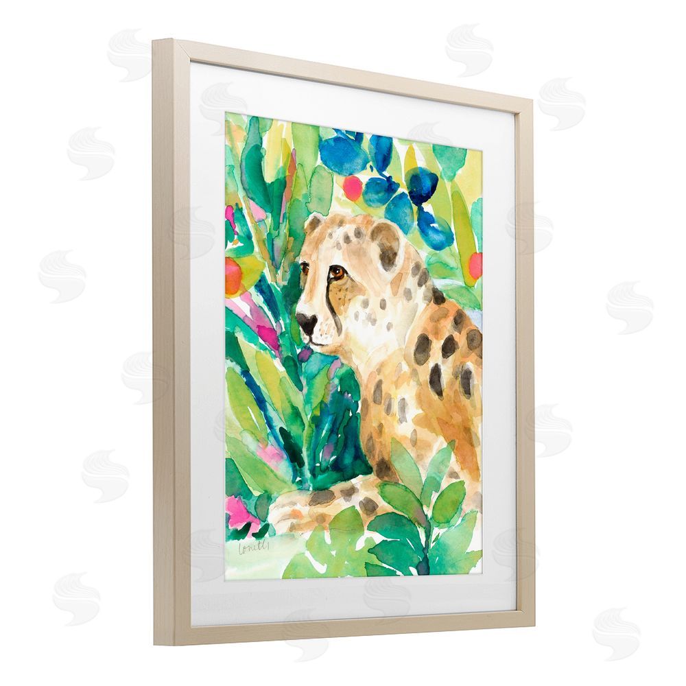 Lanie Loreth Vibrant Chillin' Cheetah Birch Framed Print Under Glass Wall Art