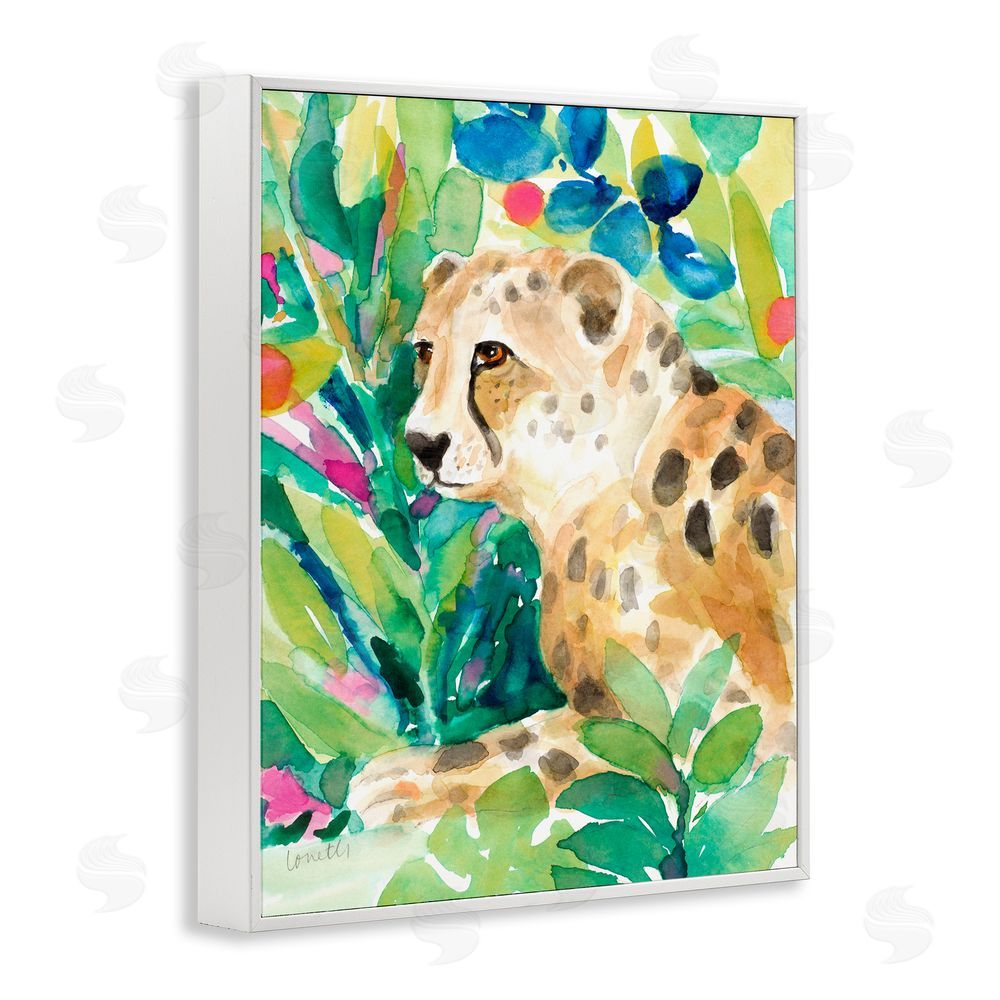 Lanie Loreth Vibrant Chillin' Cheetah White Framed Giclee Wall Art Print