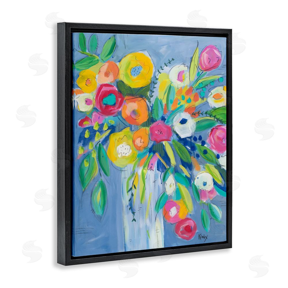 Sundance Graphics Cheerful Blossom Energy Black Floating Frame Canvas Wall Art Print