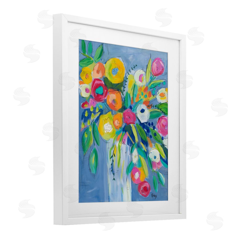 Sundance Graphics Cheerful Blossom Energy White Framed Print Under Glass Wall Art