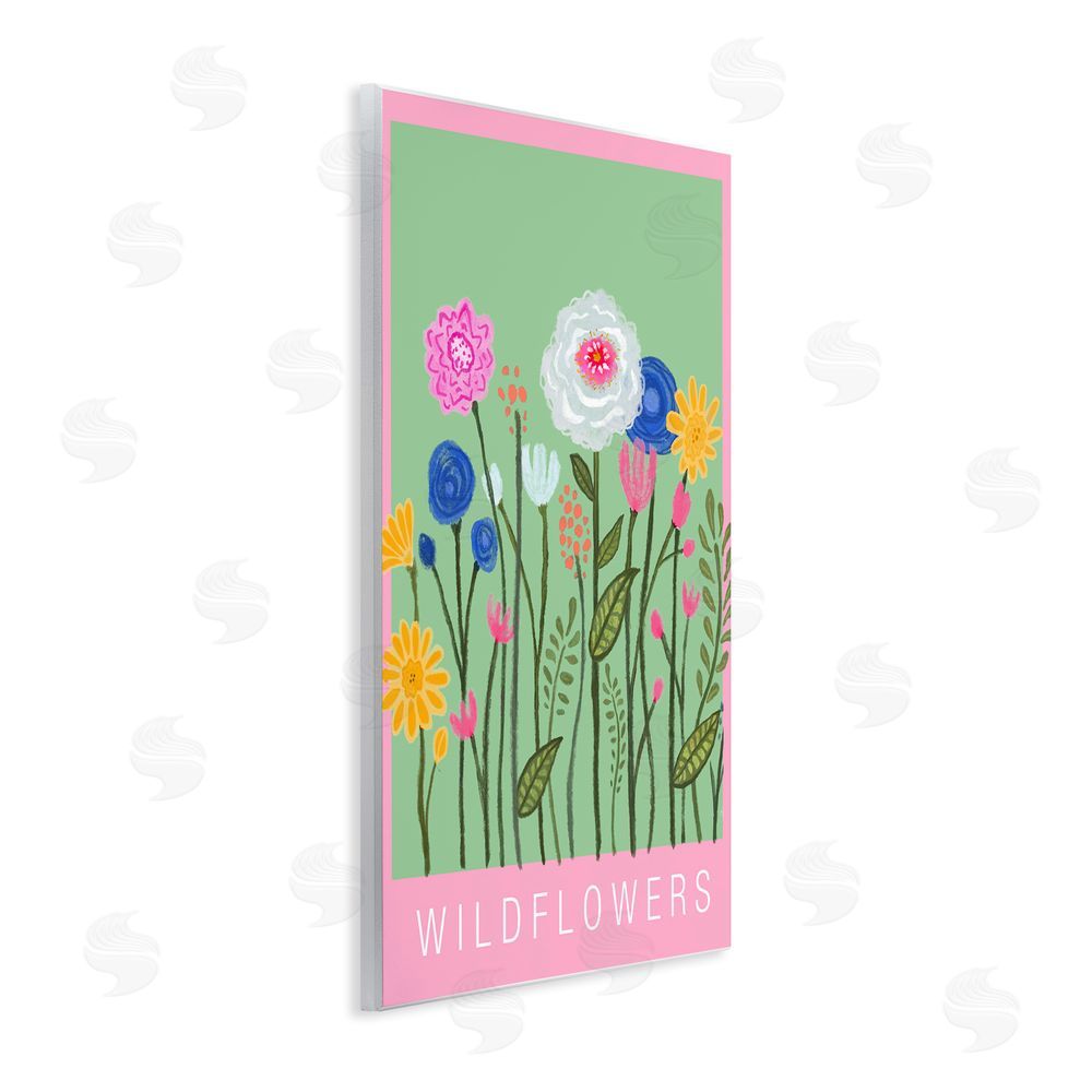 Elizabeth Medley Wild Flowers with Pink Border Wall Plaque Art Print