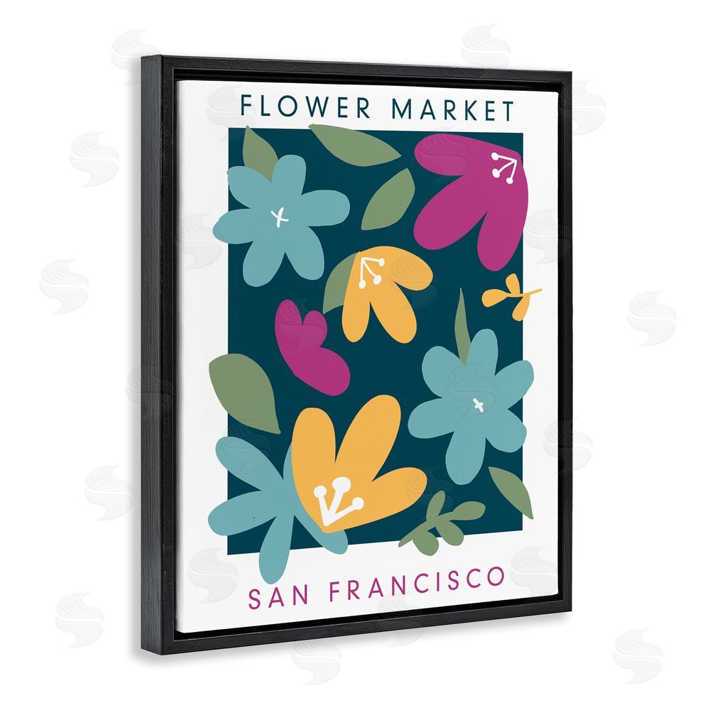 Anna Quach Whimsical Flower Market Black Floating Frame Canvas Wall Art Print