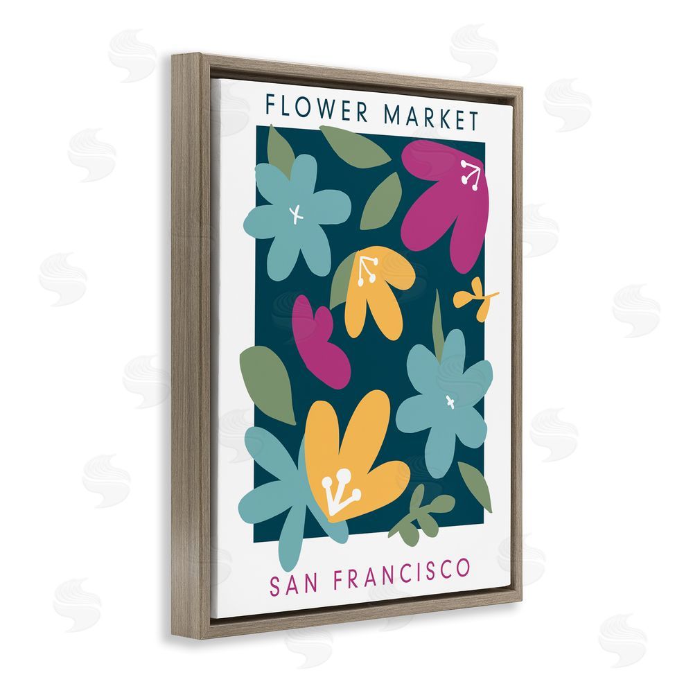 Anna Quach Whimsical Flower Market Brown Floating Frame Canvas Wall Art Print