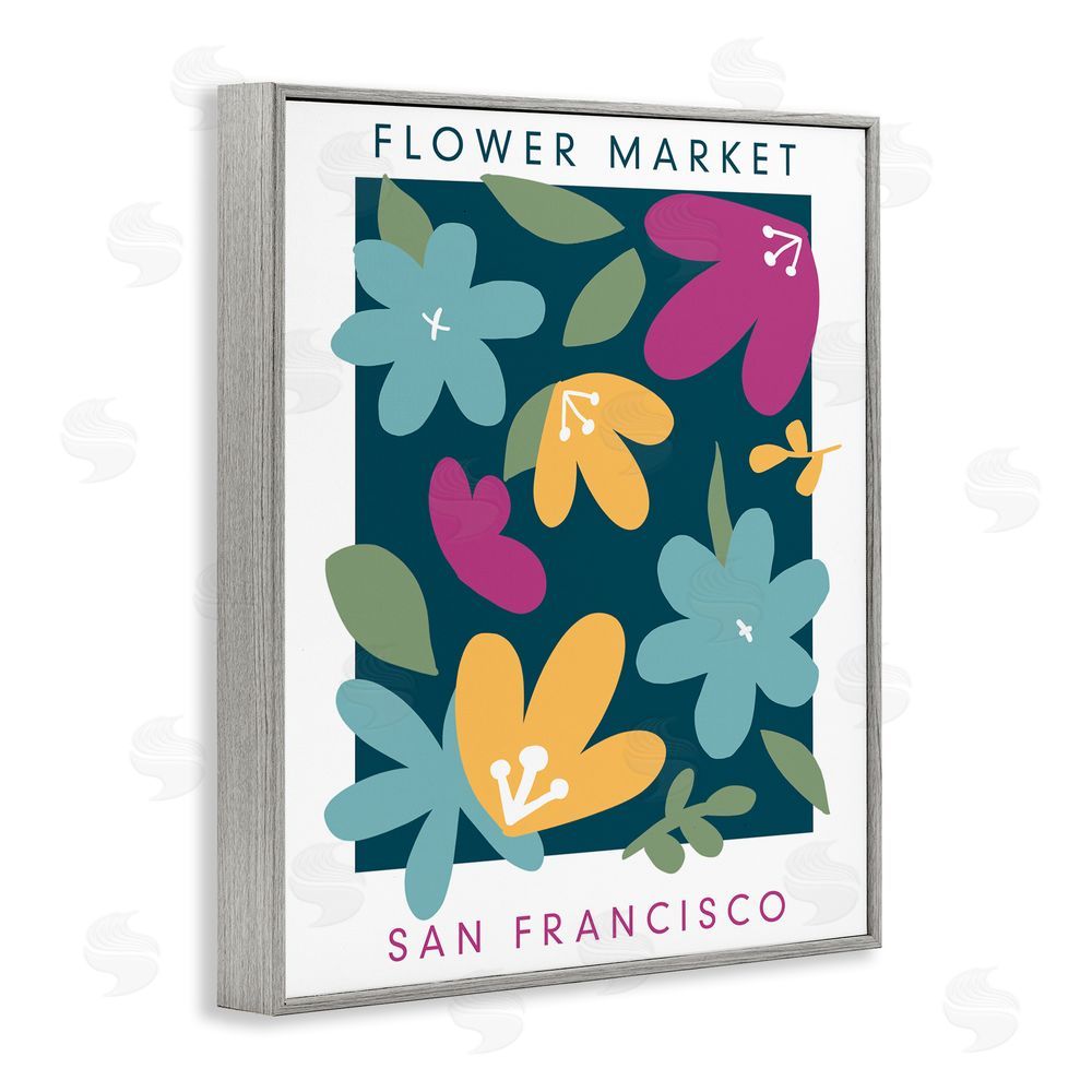 Anna Quach Whimsical Flower Market Gray Framed Giclee Wall Art Print