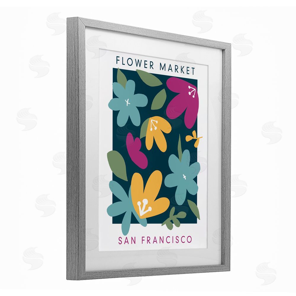 Anna Quach Whimsical Flower Market Gray Framed Print Under Glass Wall Art
