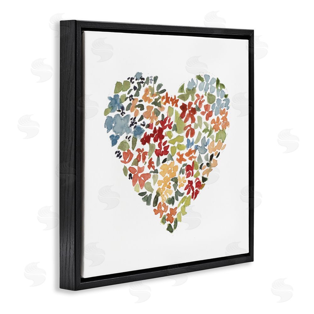 Sundance Graphics Blooming Earth Tone Heart Black Floating Frame Canvas Wall Art Print