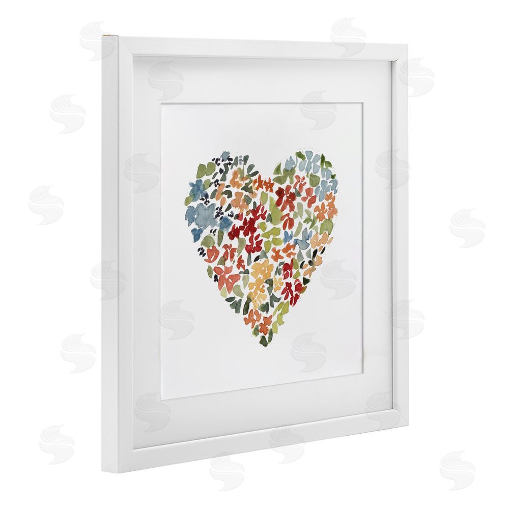 Sundance Graphics Blooming Earth Tone Heart White Framed Print Under Glass Wall Art