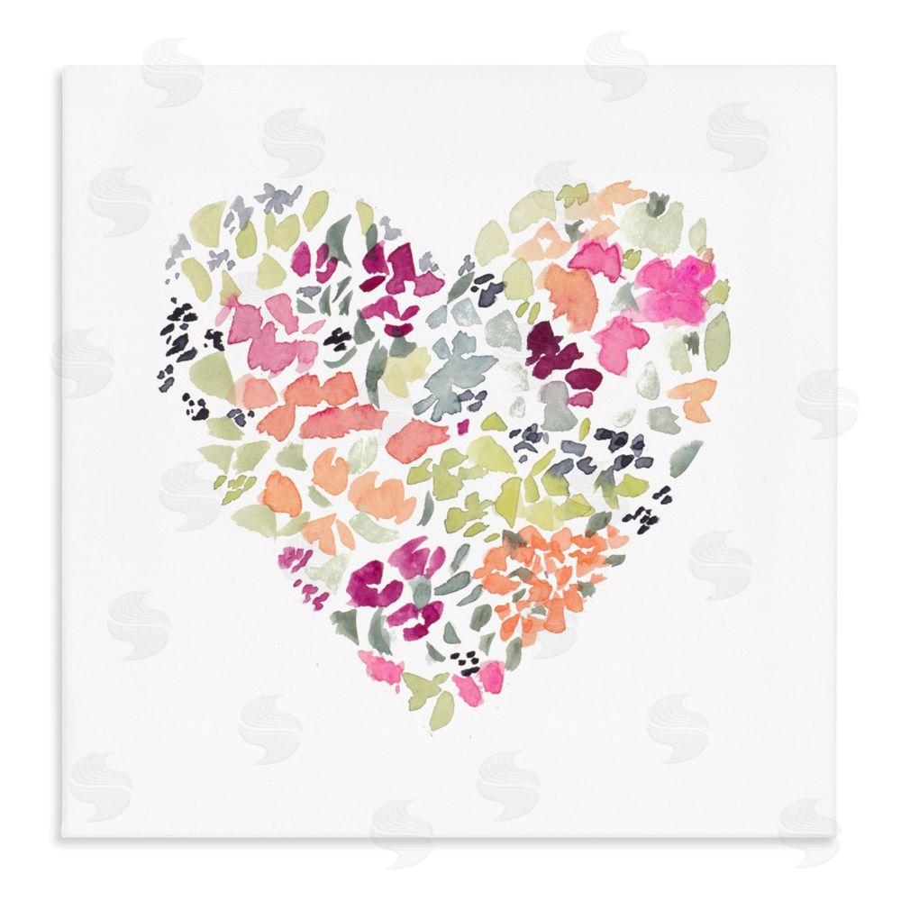 Sundance Graphics Blooming Pastel Heart Canvas Wall Art Print