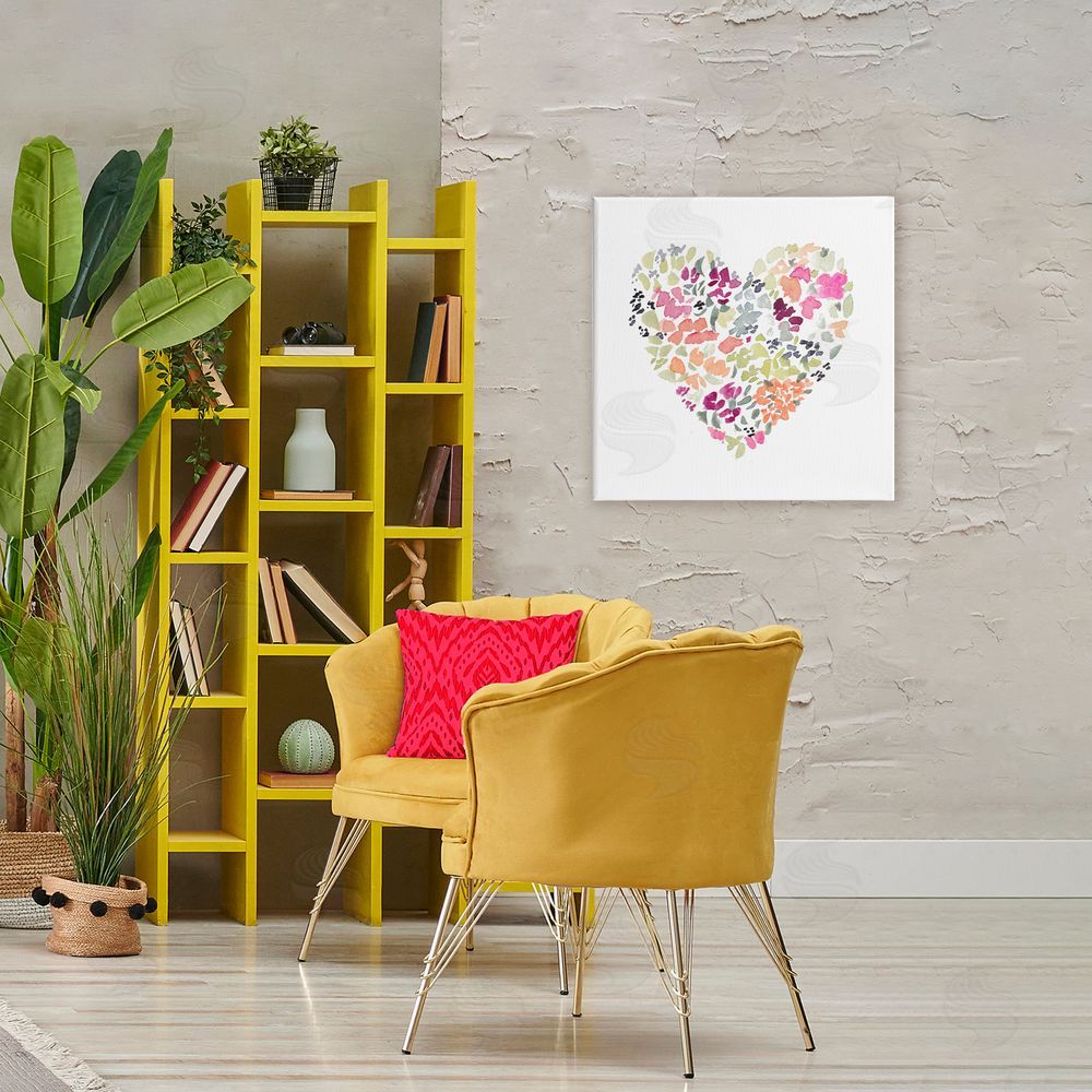 Sundance Graphics Blooming Pastel Heart Canvas Wall Art Print in Room