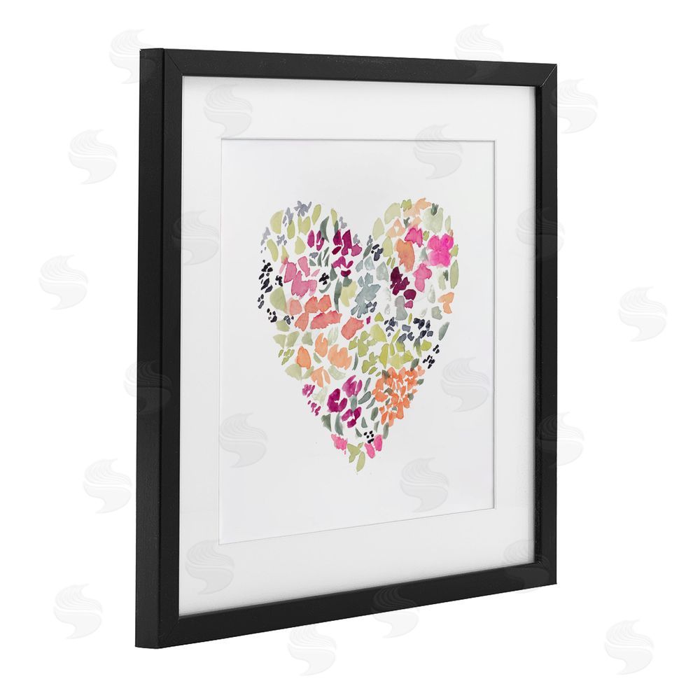 Sundance Graphics Blooming Pastel Heart Black Framed Print Under Glass Wall Art