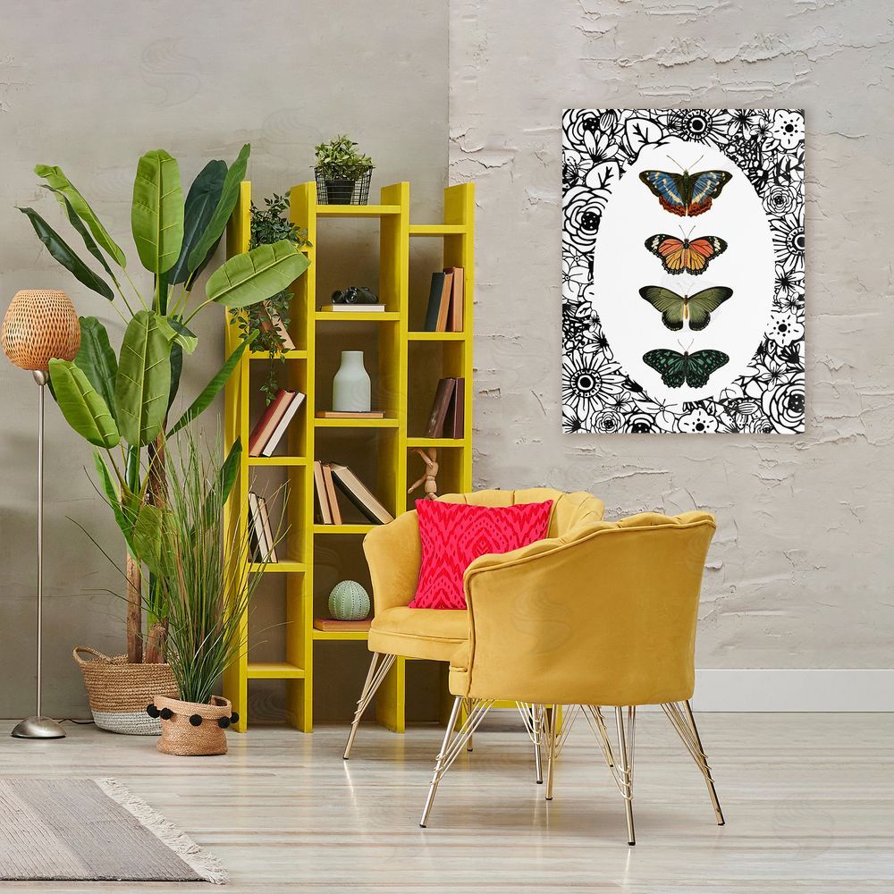 Sundance Graphics Floral Border Butterfly Lineup Canvas Wall Art Print in Room