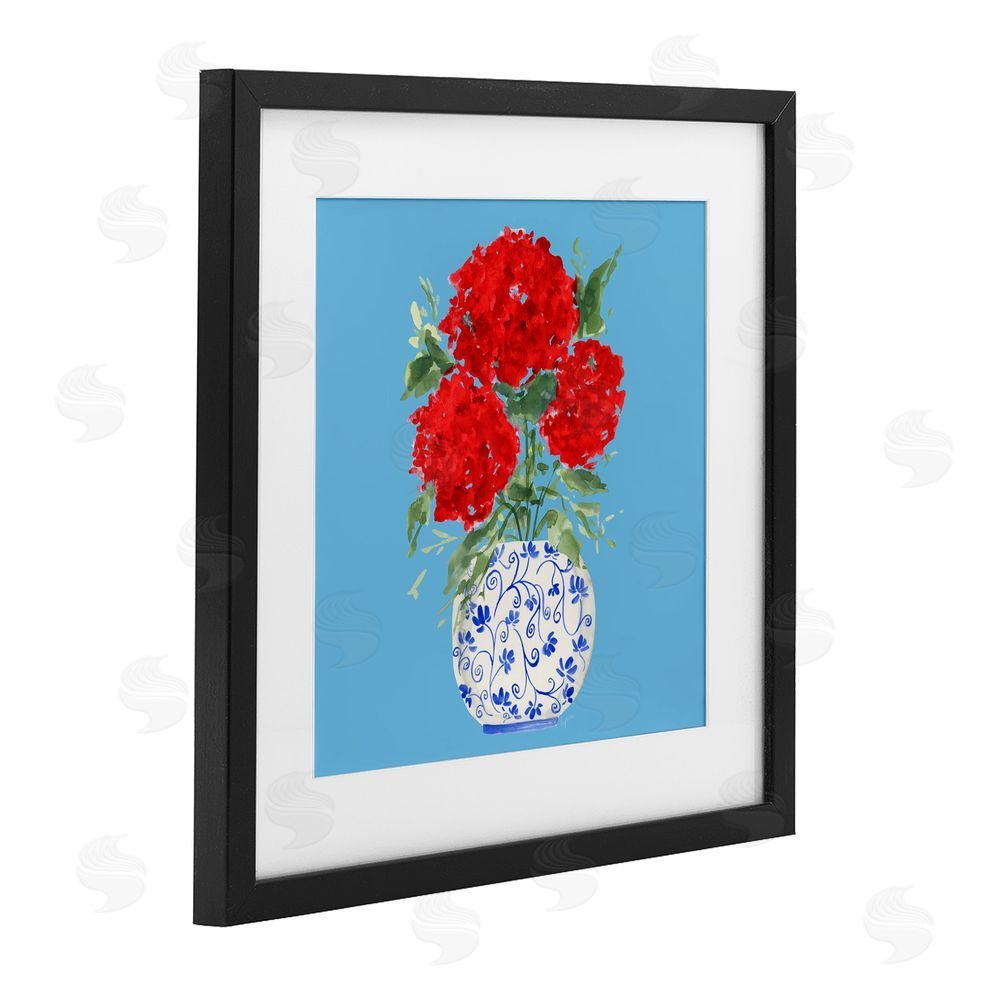 Sundance Graphics Bold Red Hydrangea Trio Black Framed Print Under Glass Wall Art