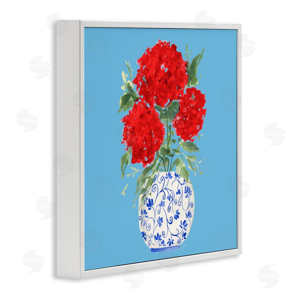 Sundance Graphics Bold Red Hydrangea Trio White Framed Giclee Wall Art Print