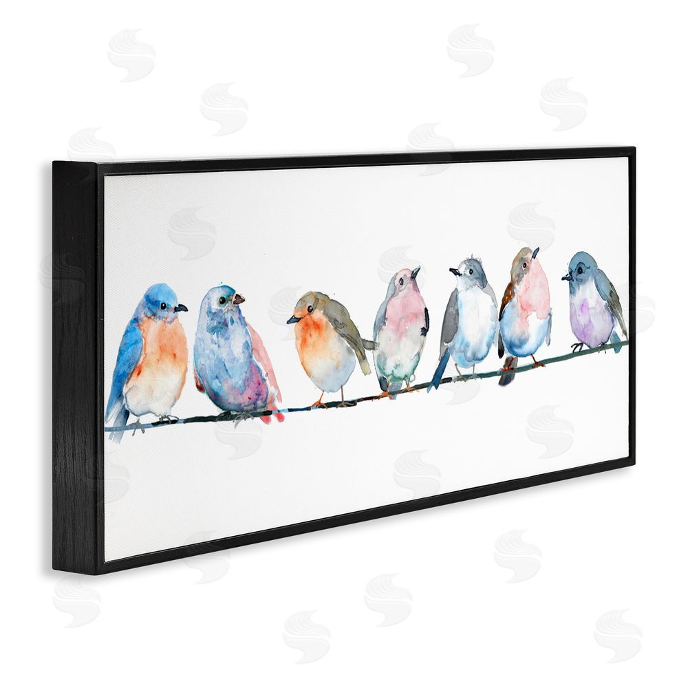 Lorenzo Collective Perching Pastel Birds Black Framed Giclee Wall Art Print