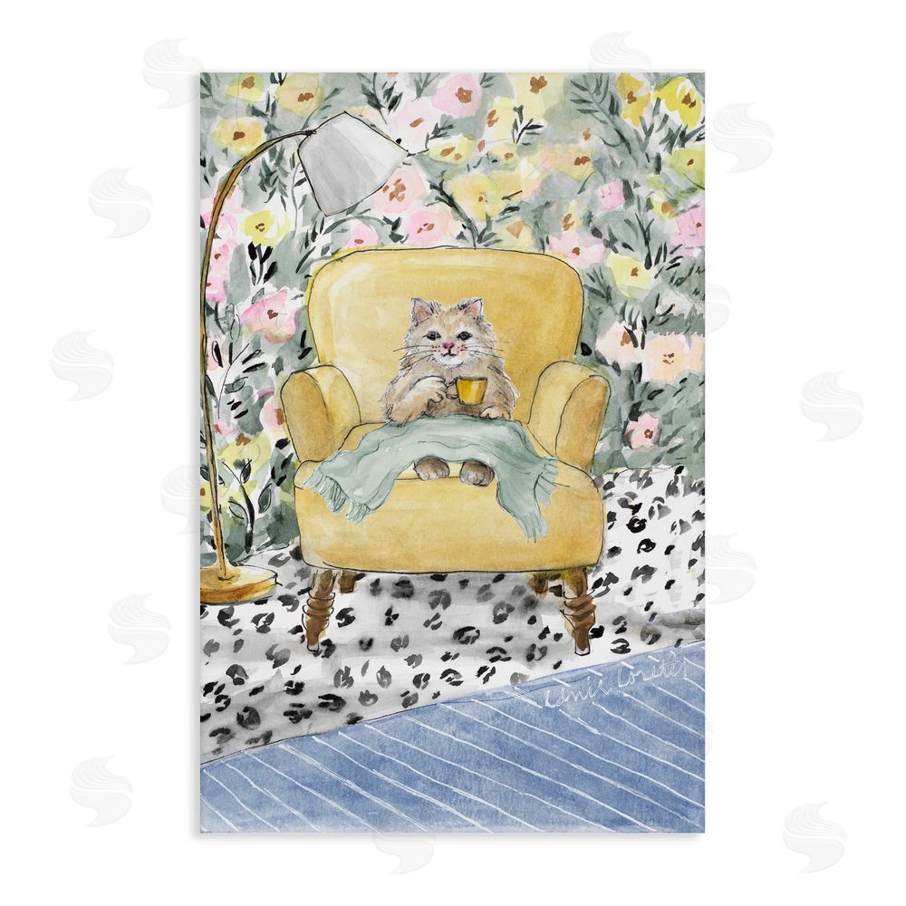 Lanie Loreth Cozy Cat Relaxing Stretched Canvas Wall Art Print