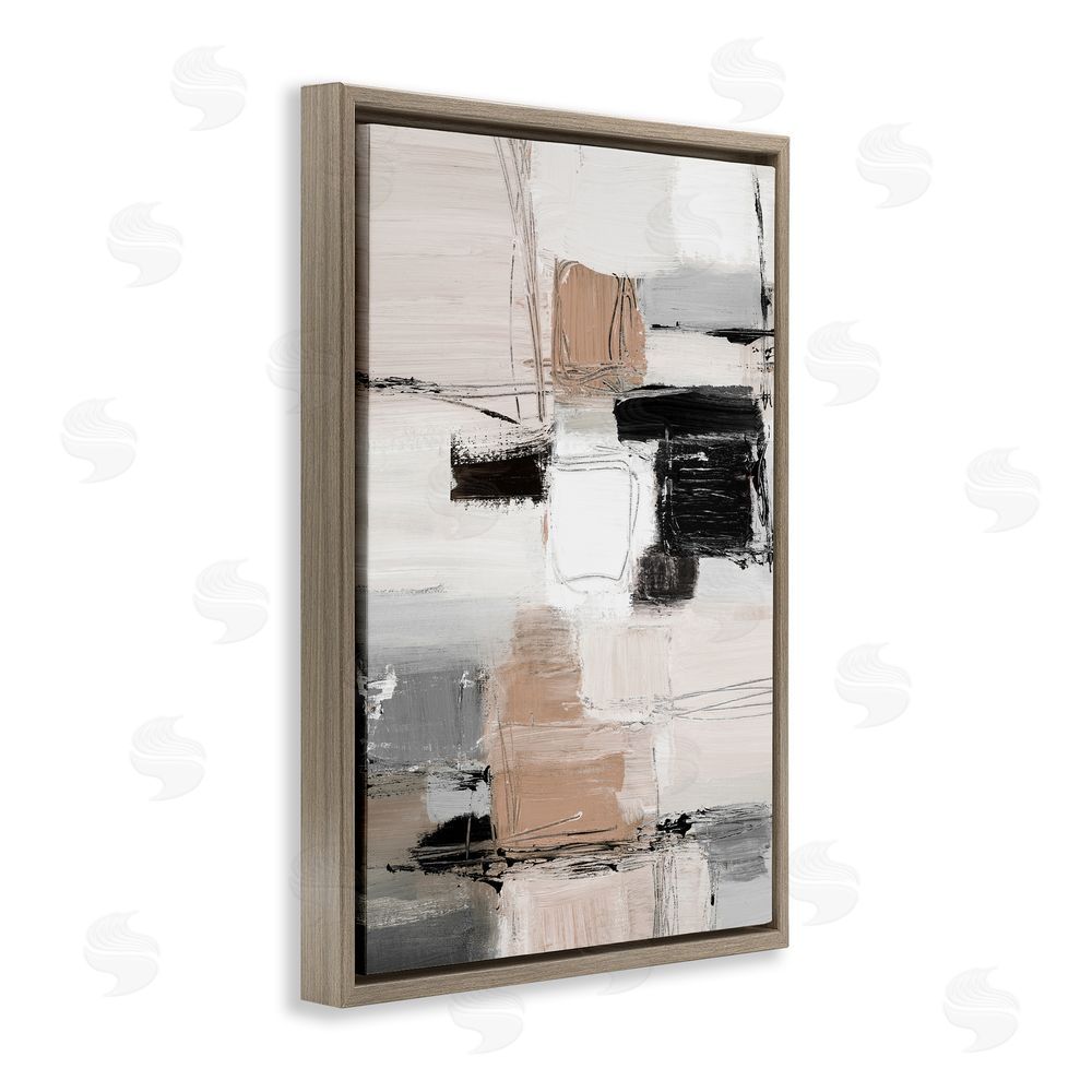 Sundance Graphics Contemporary Neutral Variety Brown Floating Frame Canvas Wall Art Print