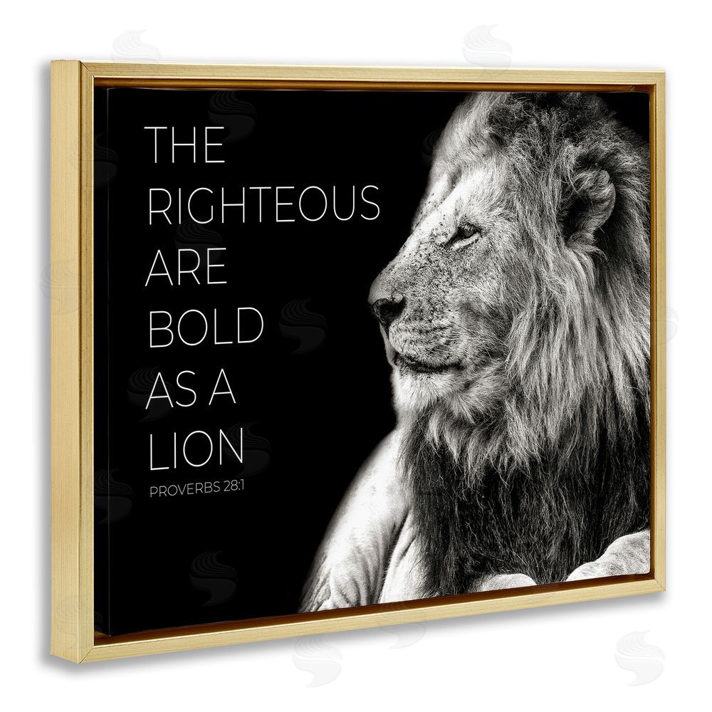 Shelley Lake The Righteous Bold As A Lion Gold Floating Frame Canvas Wall Art Print