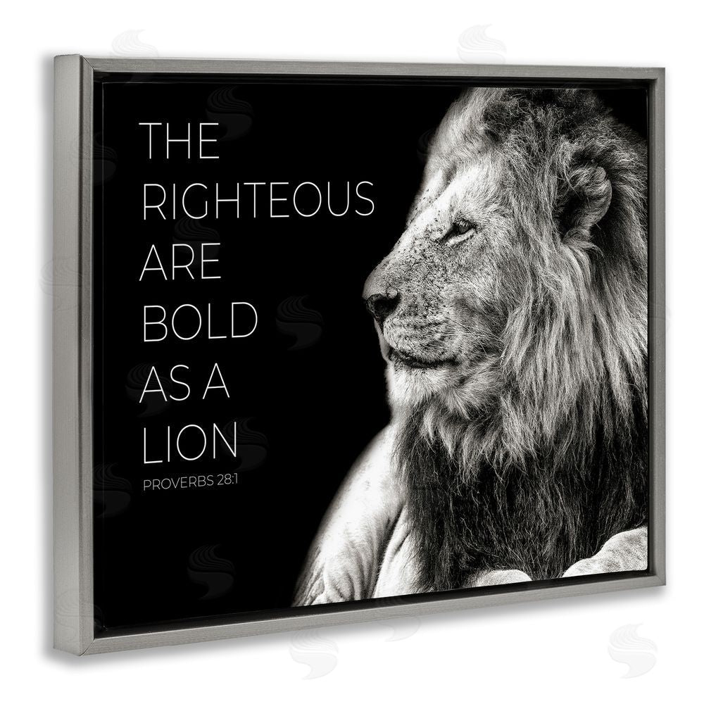 Shelley Lake The Righteous Bold As A Lion Gray Floating Frame Canvas Wall Art Print