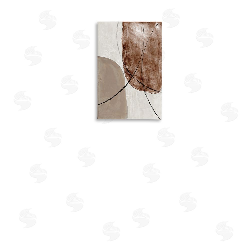 Merri Pattinian Taupe & Brown Abstract Stretched Canvas Wall Art in Room