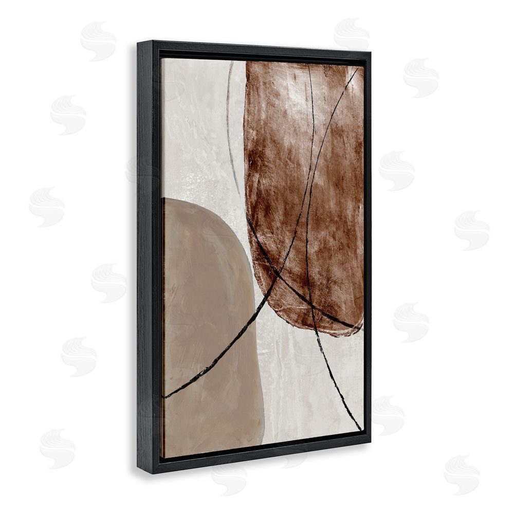 Merri Pattinian Taupe & Brown Abstract Black Floating Frame Canvas Wall Art Print