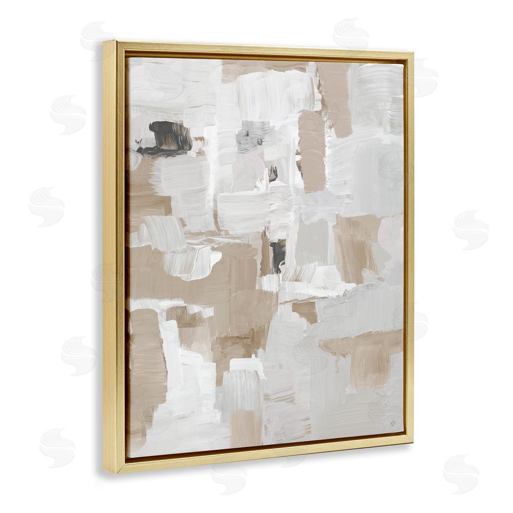 Sundance Graphics Beige & White Peace Gold Floating Frame Canvas Wall Art Print