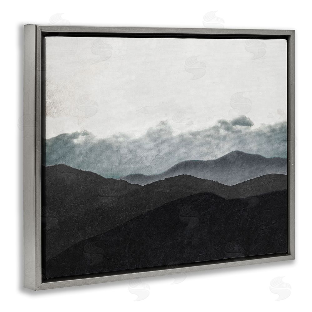 Sundance Graphics Layered Foggy Hills Gray Floating Frame Canvas Wall Art Print