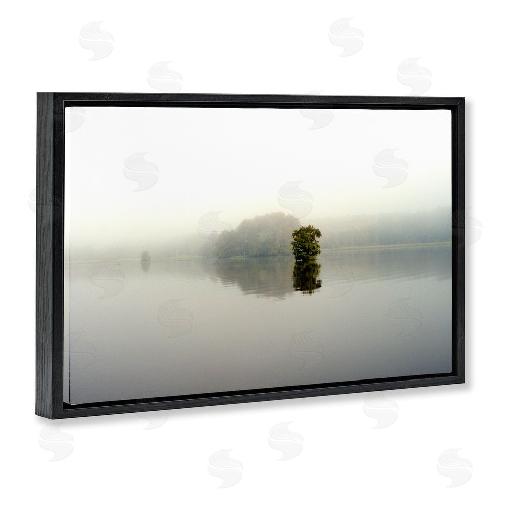 Sundance Graphics Misty Lake Reflection Black Floating Frame Canvas Wall Art Print