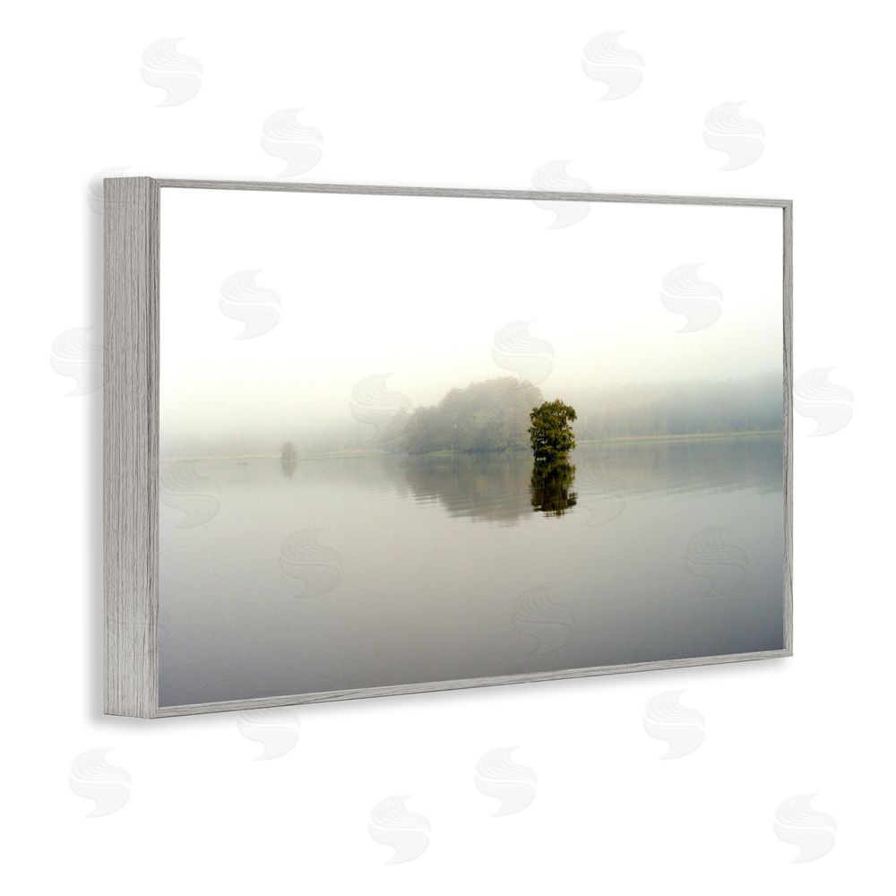 Sundance Graphics Misty Lake Reflection Gray Framed Giclee Wall Art Print