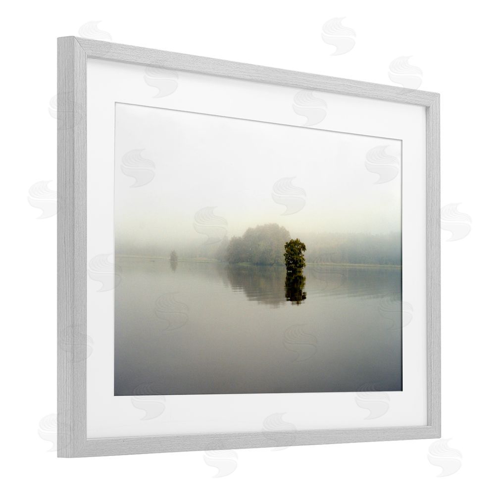 Sundance Graphics Misty Lake Reflection Gray Framed Print Under Glass Wall Art