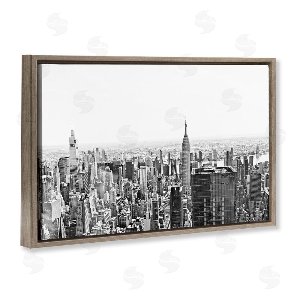 Kali Wilson New York City Scape View Brown Floating Frame Canvas Wall Art Print
