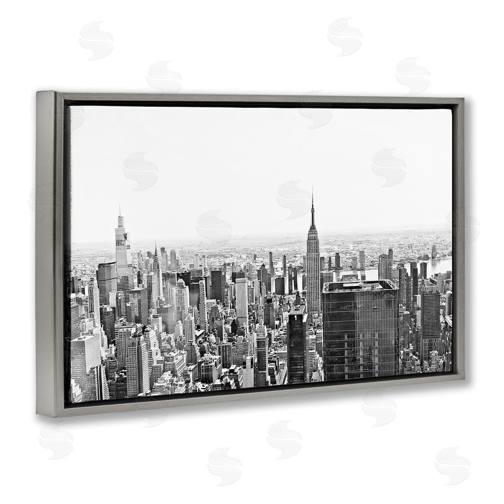 Kali Wilson New York City Scape View Gray Floating Frame Canvas Wall Art Print
