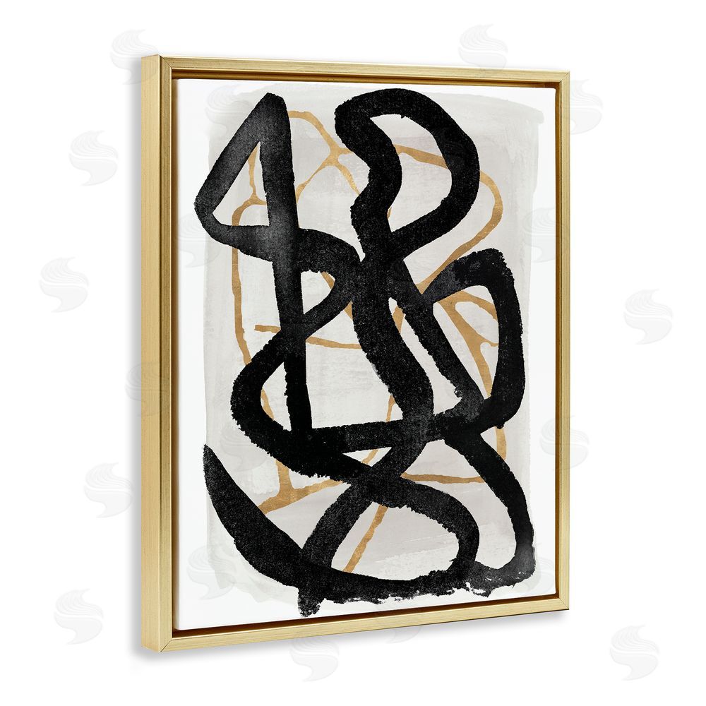 Sundance Graphics Hindsight Black & Beige Gold Floating Frame Canvas Wall Art Print