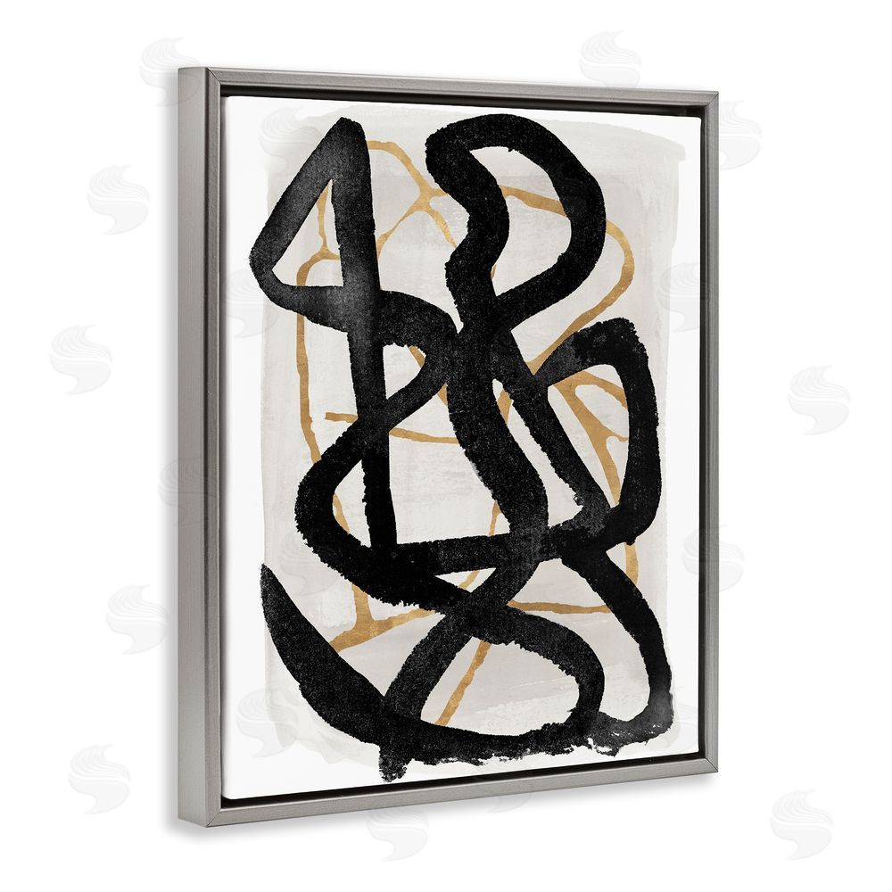 Sundance Graphics Hindsight Black & Beige Gray Floating Frame Canvas Wall Art Print