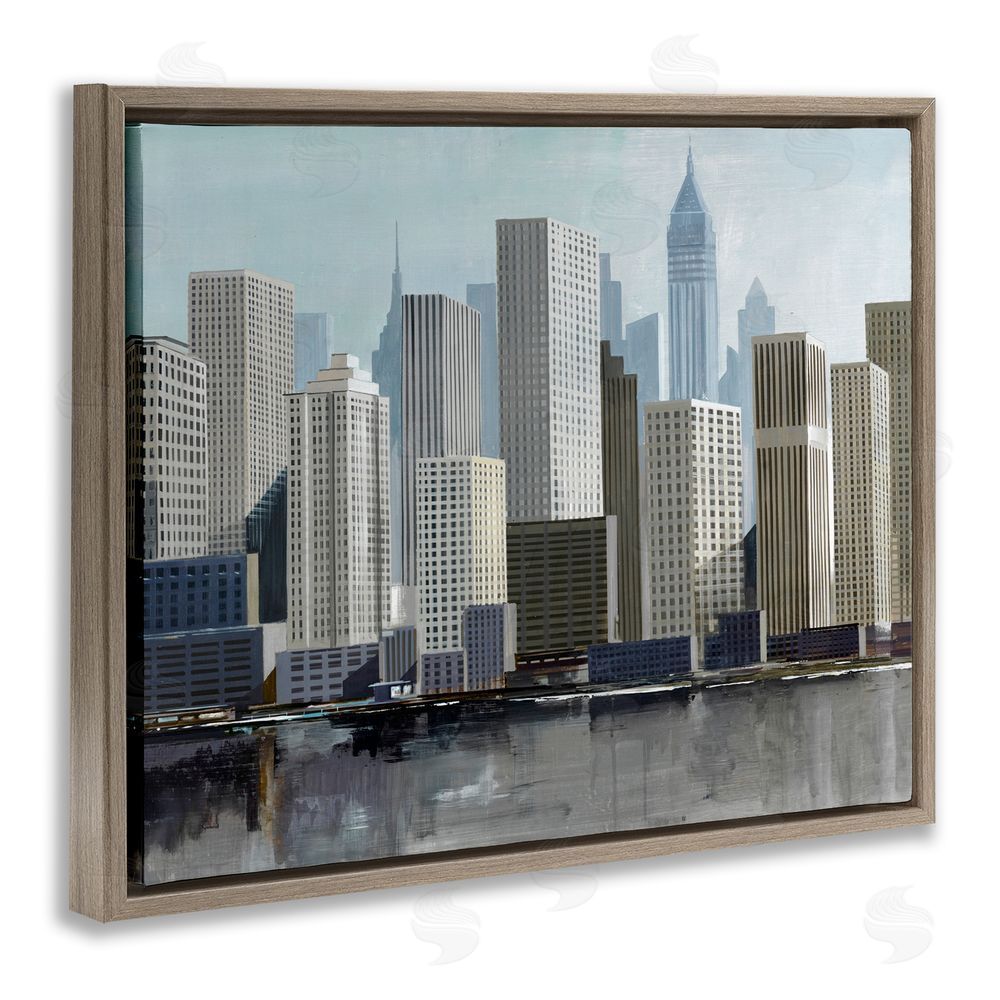Lorenzo Collective New York City Sans Bridge Brown Floating Frame Canvas Wall Art Print
