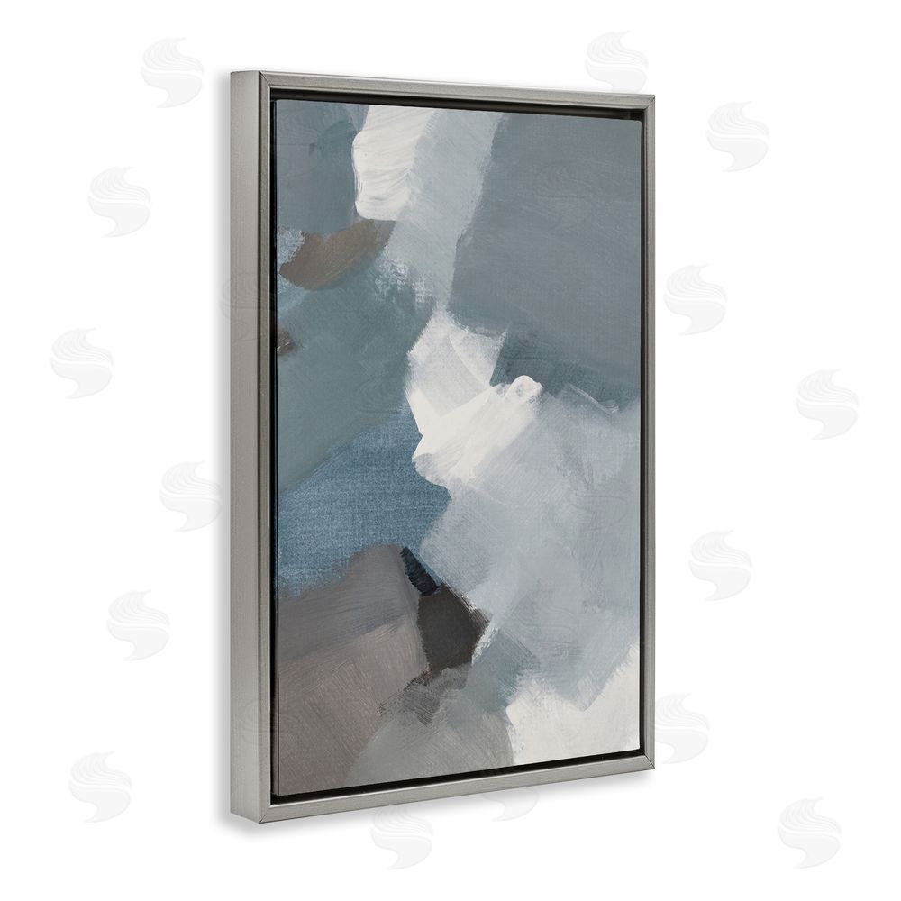 Lanie Loreth Stormy Grey Abstract Gray Floating Frame Canvas Wall Art Print