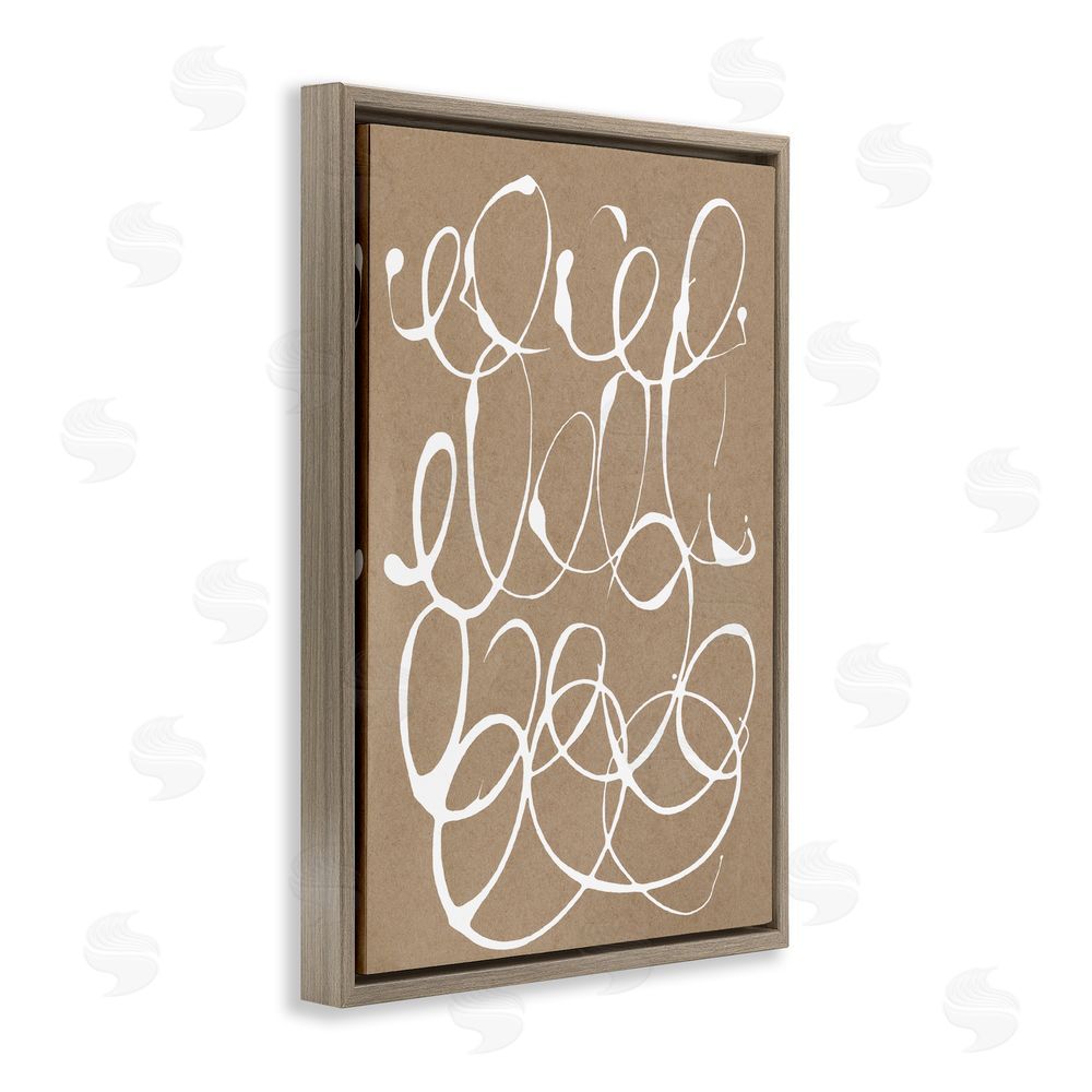 Susan Bryant Scribbled Taupe Circles Brown Floating Frame Canvas Wall Art Print