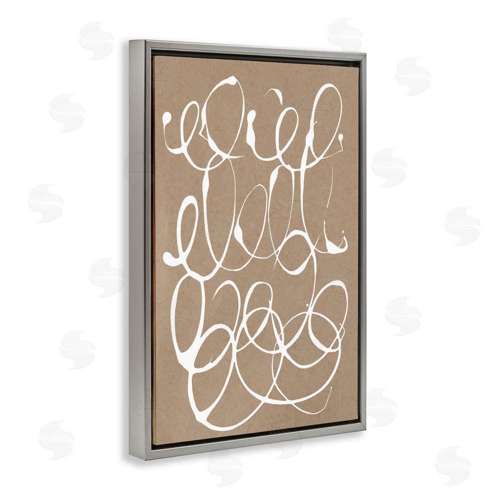 Susan Bryant Scribbled Taupe Circles Gray Floating Frame Canvas Wall Art Print