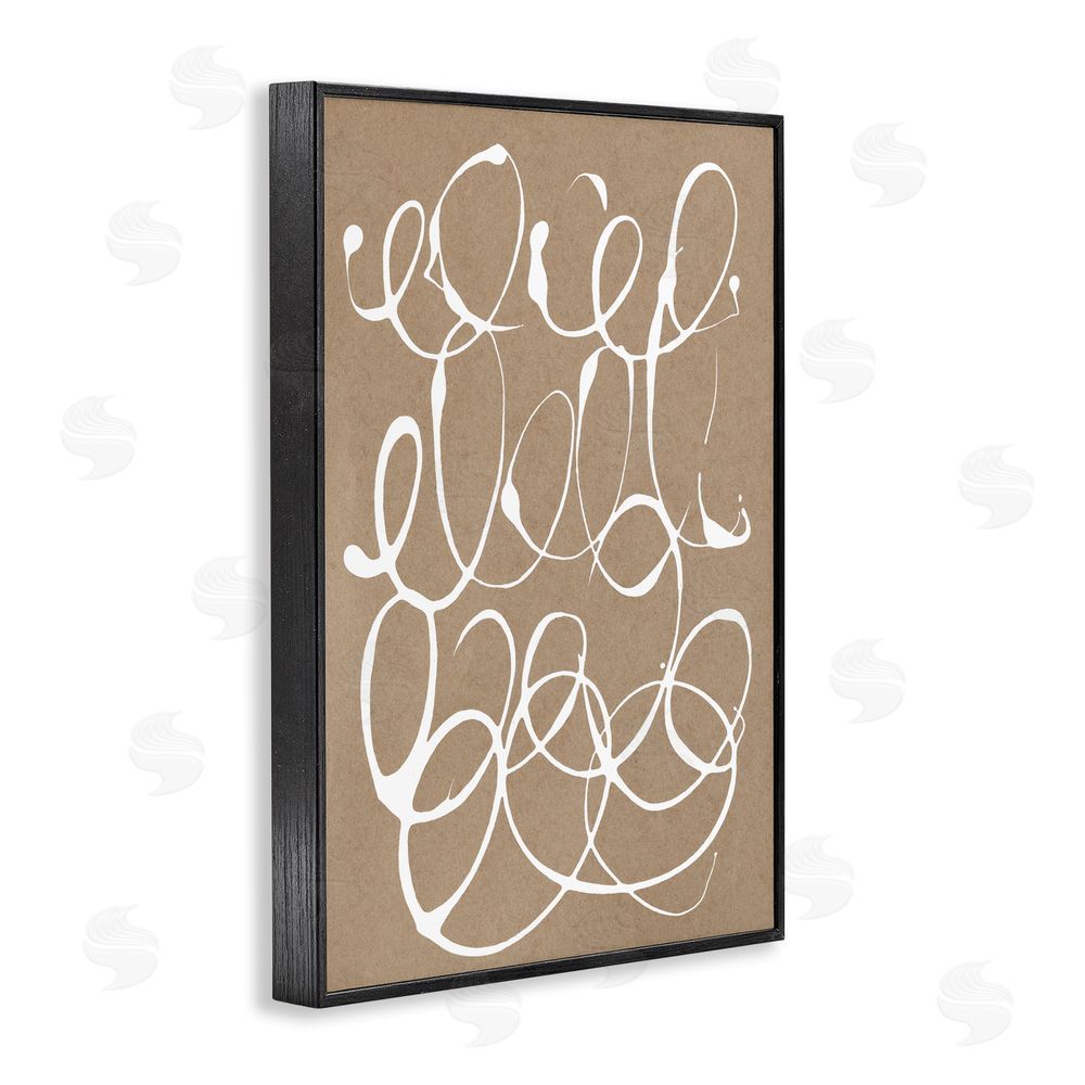 Susan Bryant Scribbled Taupe Circles Black Framed Giclee Wall Art Print