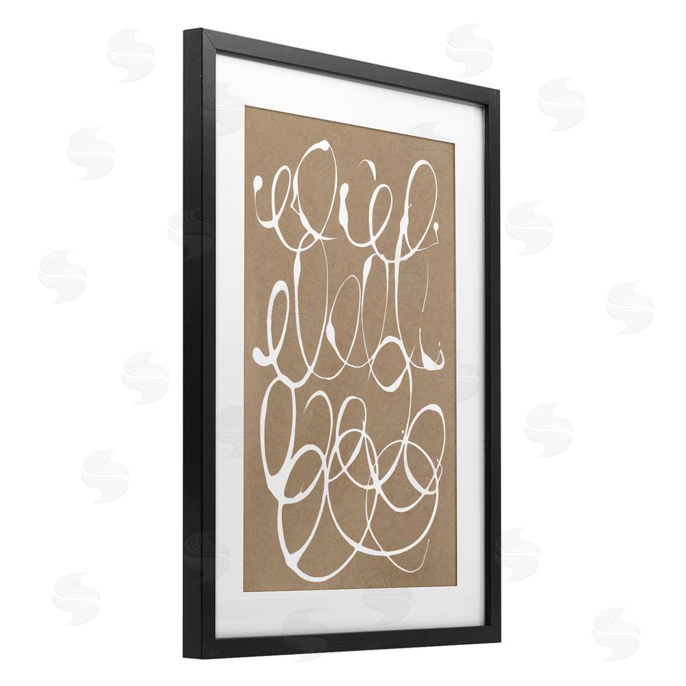 Susan Bryant Scribbled Taupe Circles Black Framed Print Under Glass Wall Art