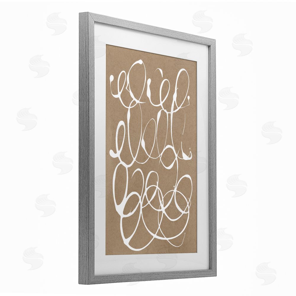 Susan Bryant Scribbled Taupe Circles Gray Framed Print Under Glass Wall Art