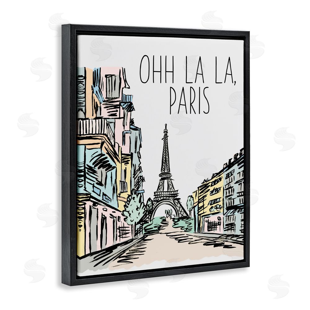 Elizabeth Medley Ohh La La Paris Black Floating Frame Canvas Wall Art Print