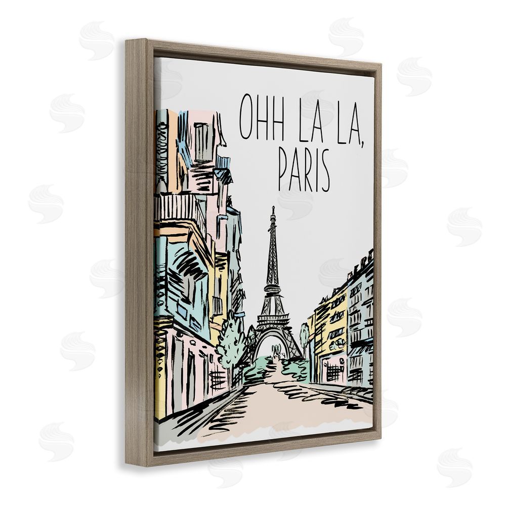 Elizabeth Medley Ohh La La Paris Brown Floating Frame Canvas Wall Art Print
