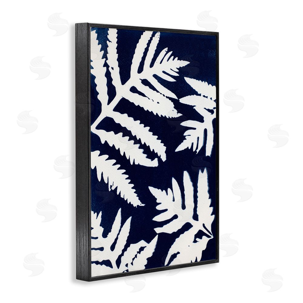 Lynn Byrd White Ferns on Indigo Black Framed Giclee Wall Art Print