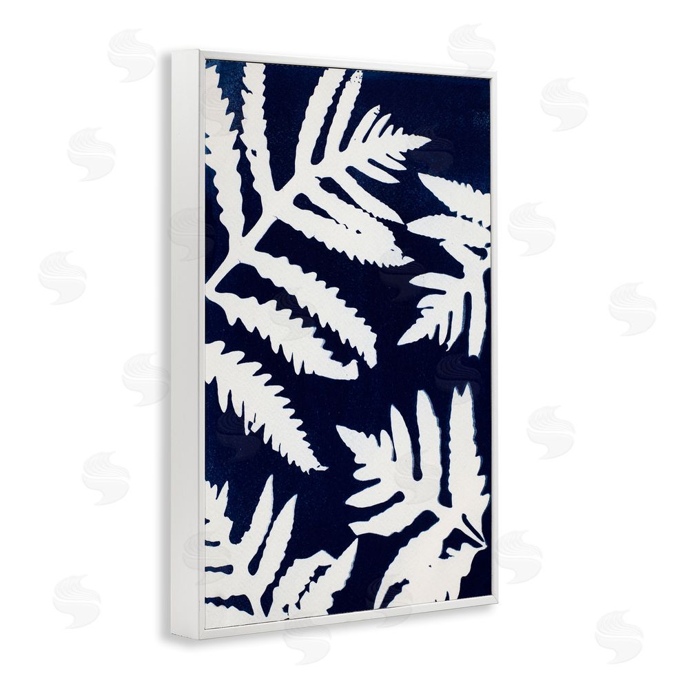 Lynn Byrd White Ferns on Indigo White Framed Giclee Wall Art Print