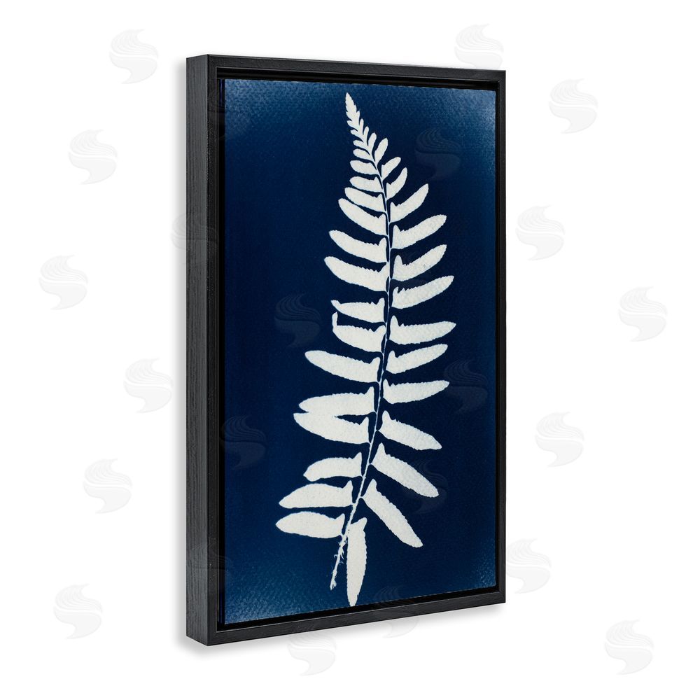 Lynn Byrd Fern Leaf on Indigo Black Floating Frame Canvas Wall Art